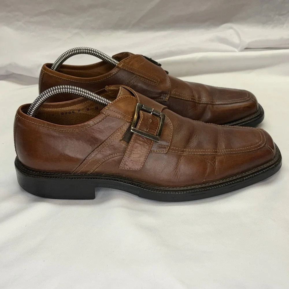 Vintage Johnston & Murphy Monkstrap Dress Shoes Mens US 9 M Brown Made In Italy
